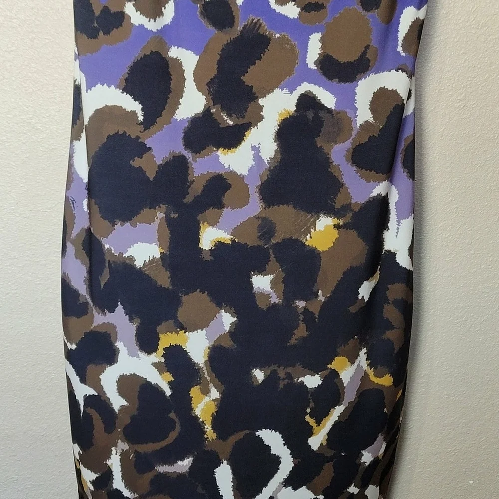 Trina Turk ♡ Breene Dress Size 2 Lapis Purple Black Print Knit Cap Sleeve Shif - Picture 8 of 10